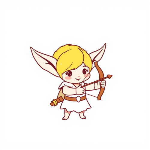 Cute Cartoon Elf with Crossbow Icon