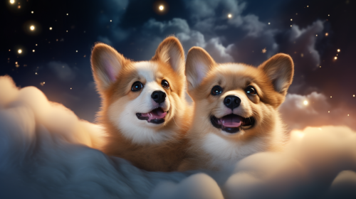 Cute Corgi Puppies Cuddling in Pixar-Style Animation