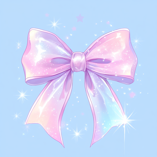 Cute bow with butterfly knot, pink and light blue.