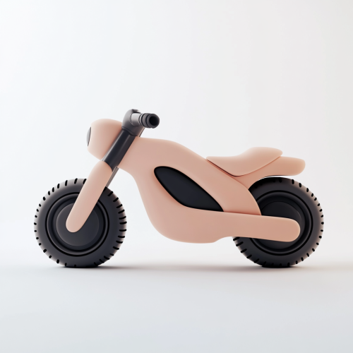 Cute clay-like motorcycle in minimalistic design
