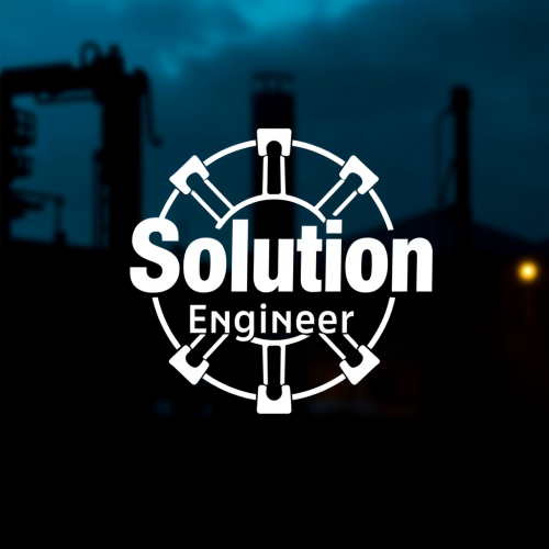 Cyberpunk engineer creates logo solution with industrial integrity.