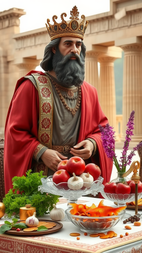 Cyrus the Great with Persian Haft Sin Table