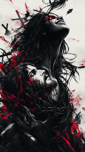 Dark Woman Holding Jesus Christ's Head