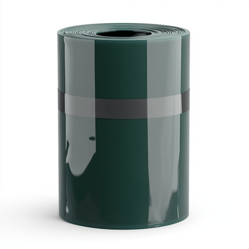 Dark green transparent waste separation bags with label on roller.