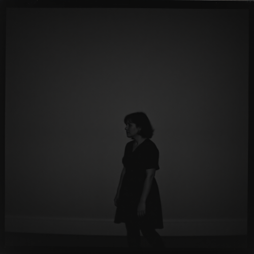 Dark shapes in empty spaces in Arbus photo.