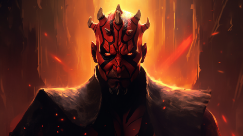 Darth Maul's Intense Fiery Portrait of Dark Power