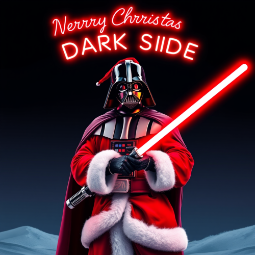 Darth Vader as Santa with Candy Cane Lightsaber
