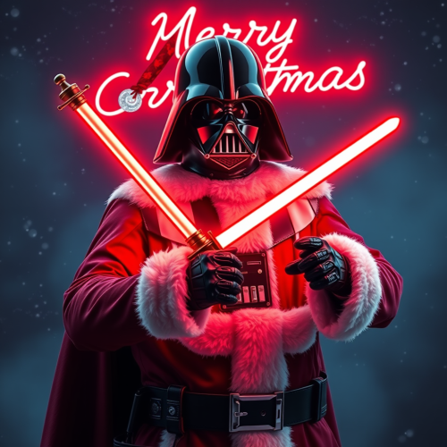 Darth Vader as Santa with Candy Cane Sword