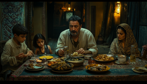 David Fincher-esque Family Dinner Scene in Middle East