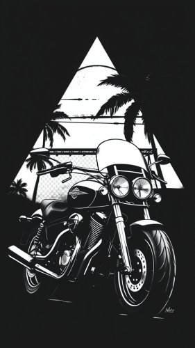 David Man Style Drawing of Harley Davidson Motorcycle