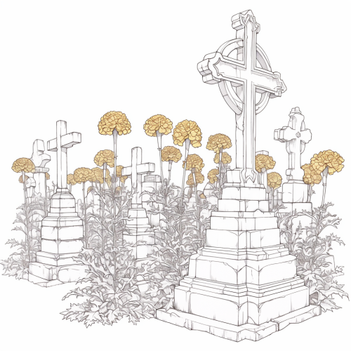 Coloring Book of Day of the Dead Marigold Flowers