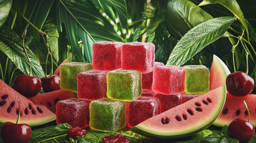 Delicious Cherry and Watermelon Gummies in Jungle
