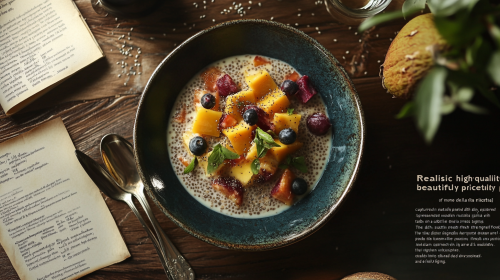 Delicious Chia Pudding on Rustic Wooden Table