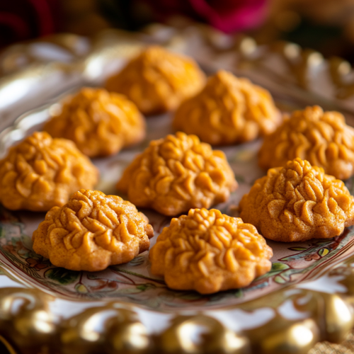 Delicious No-Bake Pumpkin Cookies on Decorative Tray