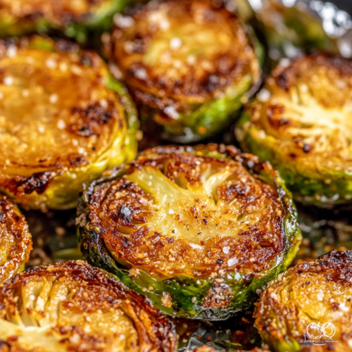 Delicious Roasted Brussels Sprouts in Foil Tray