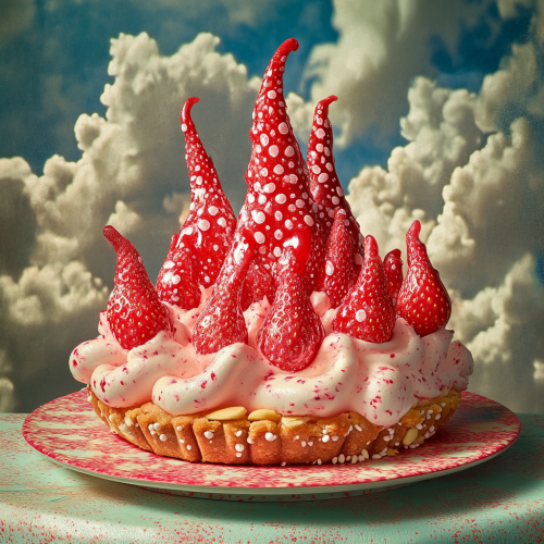 Delicious Strawberry Tart with Cute Strawberry Sculpture