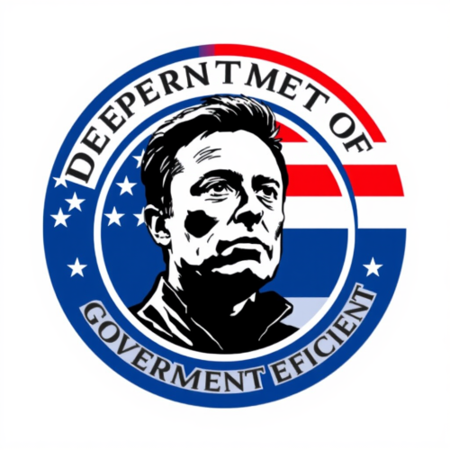 Department of Government Efficiency logo with Elon Musk.