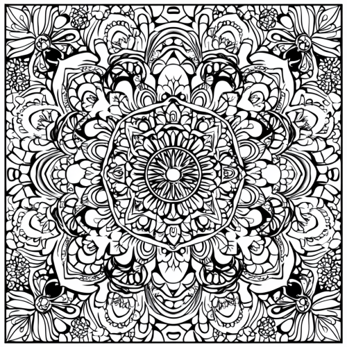 Detailed Black and White Mandala Coloring Page