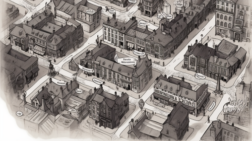 Detailed Old London Map with Marley's Businesses