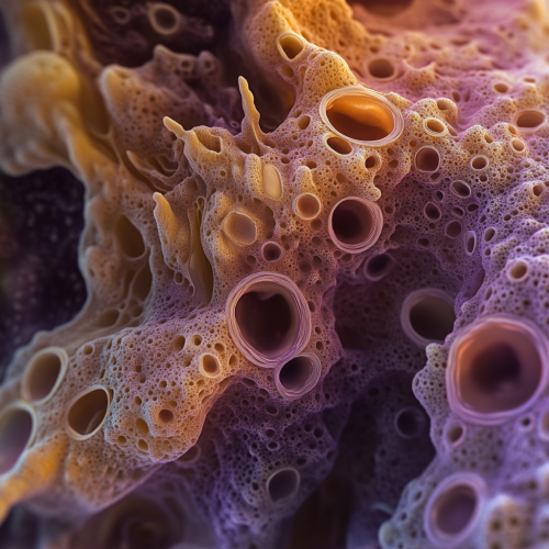 Detailed alien-like structure of an amoeba in colors