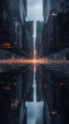 Detailed image of dark, deserted dystopian cityscape in 8K. Detailed image of dark, deserted dystopian cityscape in 8K.