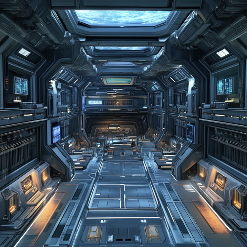 Detailed panoramic image of futuristic space colony interior.