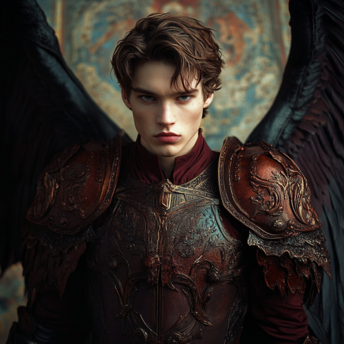 Devious and dangerous Fallen Archangel warrior with bat wings.