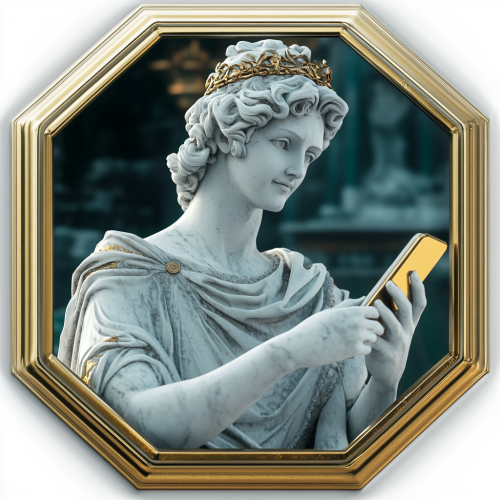 Digital Achievement Badge with Greek Statue