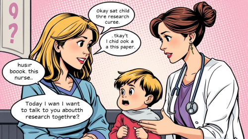 Discussing Pediatric Research Study with Mom and Nurse
