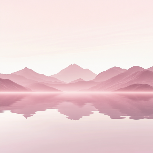 Distant mountains, peaceful water, reflections, light pink, relaxing Zen Distant mountains, peaceful water, reflections, light pink, relaxing Zen