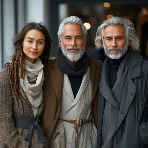 Diverse Gruppe von vier Menschen in moderner Kleidung. Diverse Gruppe von vier Menschen in moderner Kleidung.