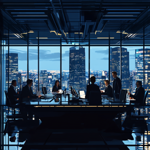 Diverse Professionals Collaborating in Modern Office Scene