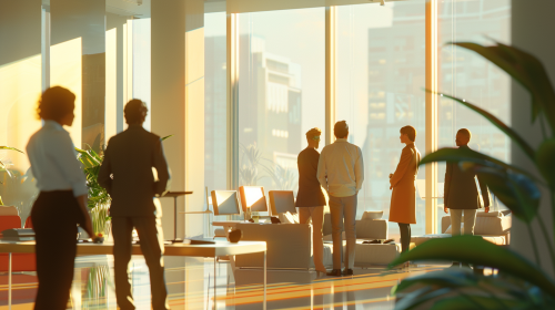 Diverse professionals collaborating in modern office, listening attentively. Diverse professionals collaborating in modern office, listening attentively.