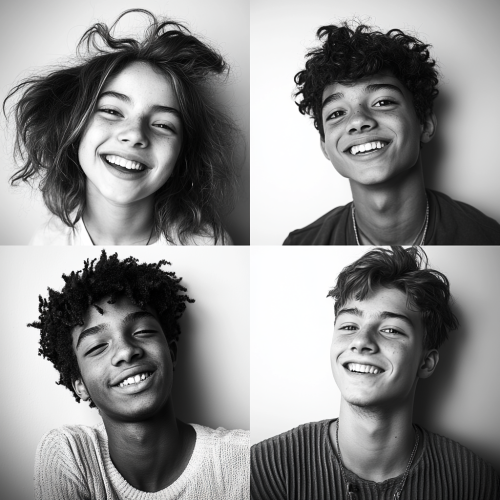 Diverse teenagers smiling