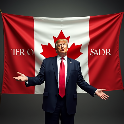 Donald Trump Holding Canadian Flag, 'O Canada'