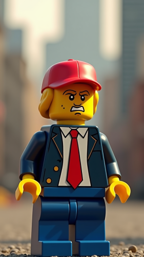 Donald Trump as a lego character in Lego Land.