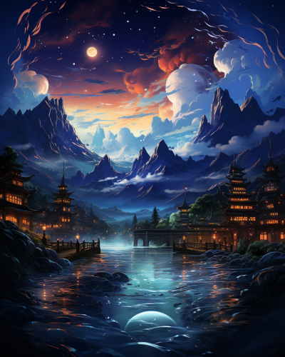 Dreamlike Anime City Wallpapers HD 1920x1080 Impressionism Rainbow