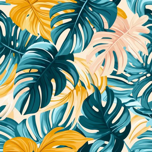 Dynamic abstract pattern with vibrant tropical leaves. Dynamic abstract pattern with vibrant tropical leaves.