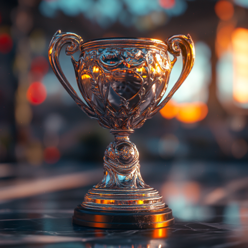 E-sports Winner Trophy on Sunny Modern Podium