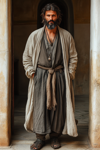 Earth wizard in Venice wears robes, looks scholarly
