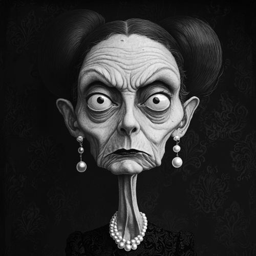 Edward Gorey-style Cartoon Portrait of Mysterious Woman Edward Gorey-style Cartoon Portrait of Mysterious Woman