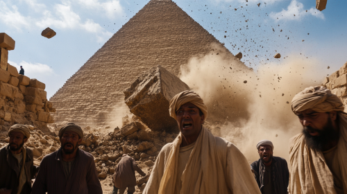 Egyptian workers flee from cracking pyramid stone