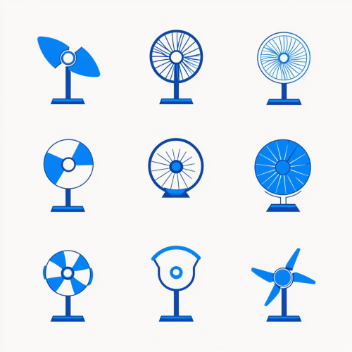 Electric Fans: Bold Blue Minimalist Vector Logo Designs