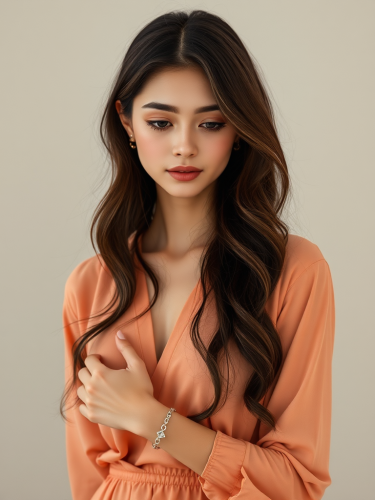 Elegant Yet Playful Woman in Stylish Attire