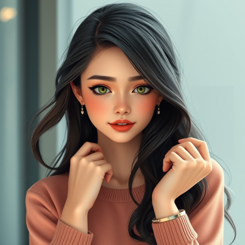 Elegant and Graceful Young Woman in Peach