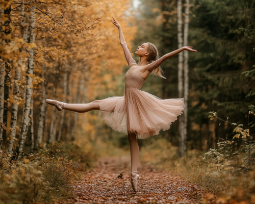 Elegant ballerina in Nordic nature with surreal touch