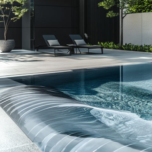 Elegant website banner for transparent pool details