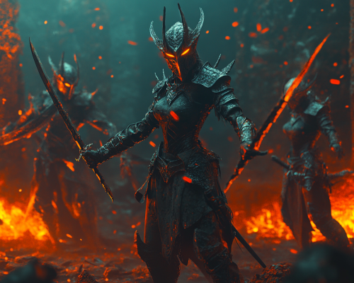 Elf Ranger Duels Vine Monsters in Foggy Medieval Mill