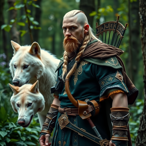 Elf Viking Ranger with Cyan Glowing Tattoos