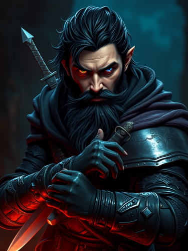 Elf rogue thief in action in the shadows. Elf rogue thief in action in the shadows.